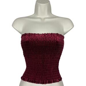 NEW! F21 Forever 21 Velvet Tube Top Ruched Crop - M